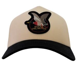 Ducks Unlimited Baseball Cap Snapback Khaki Black Mallard Duck Patch Men's